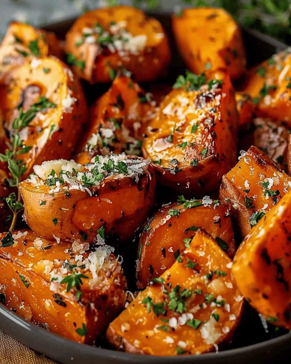 Garlic Parmesan Roasted Sweet Potatoes: Easy, Irresistibly Delicious