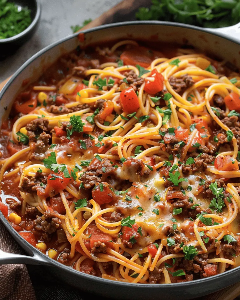 One Pot Cowboy Spaghetti: Easy Comfort Food with Turkey Bacon