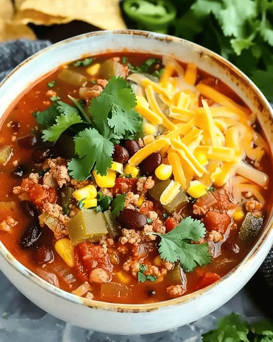 Taco Soup with Turkey Bacon and Chicken Ham: Easy Comfort Dish