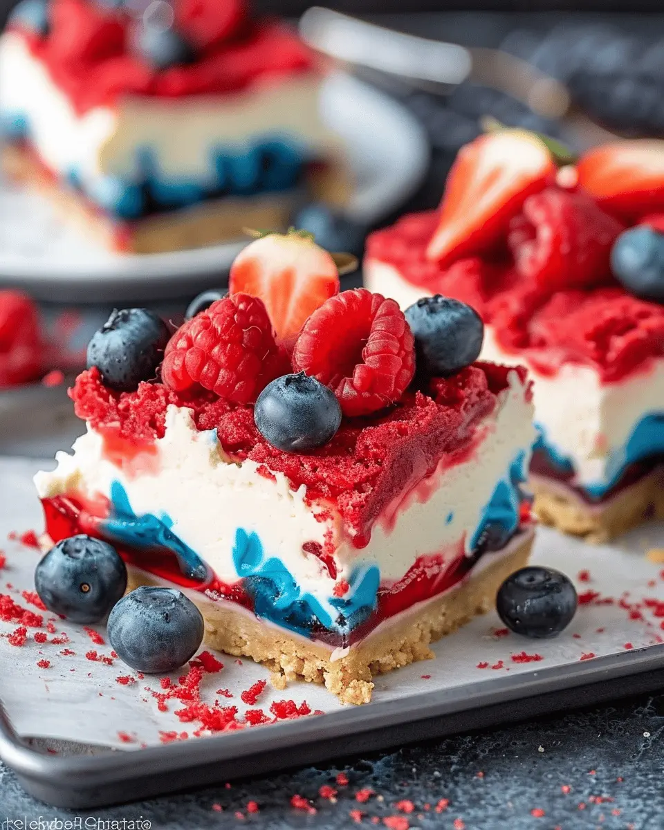 Red White and Blue Cheesecake Bars: Easy Patriotic Treats for Summer