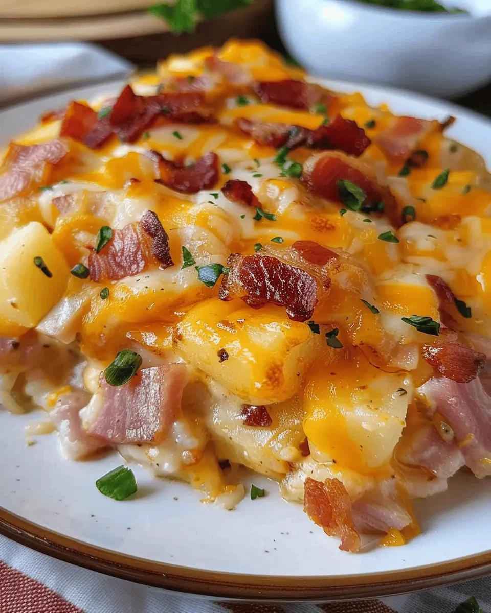 Ham & Bacon Cheesy Potatoes: Indulgent Comfort Food Delight