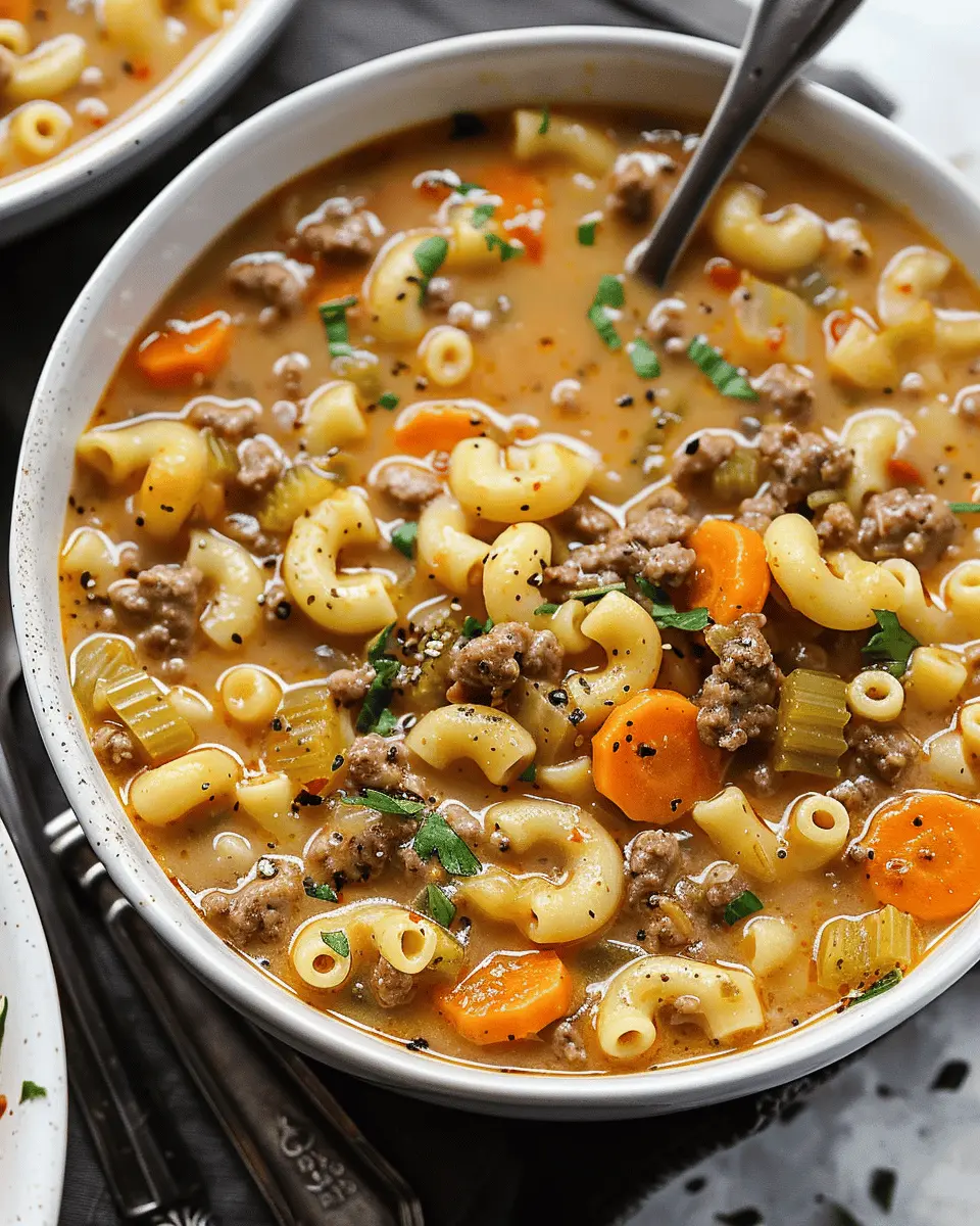 One Pot Macaroni Cheeseburger Soup – Easy Comfort Food Delight
