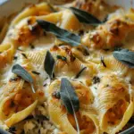Pumpkin & Gouda Stuffed Shells With Brown Butter & Sage Alfredo Sauce