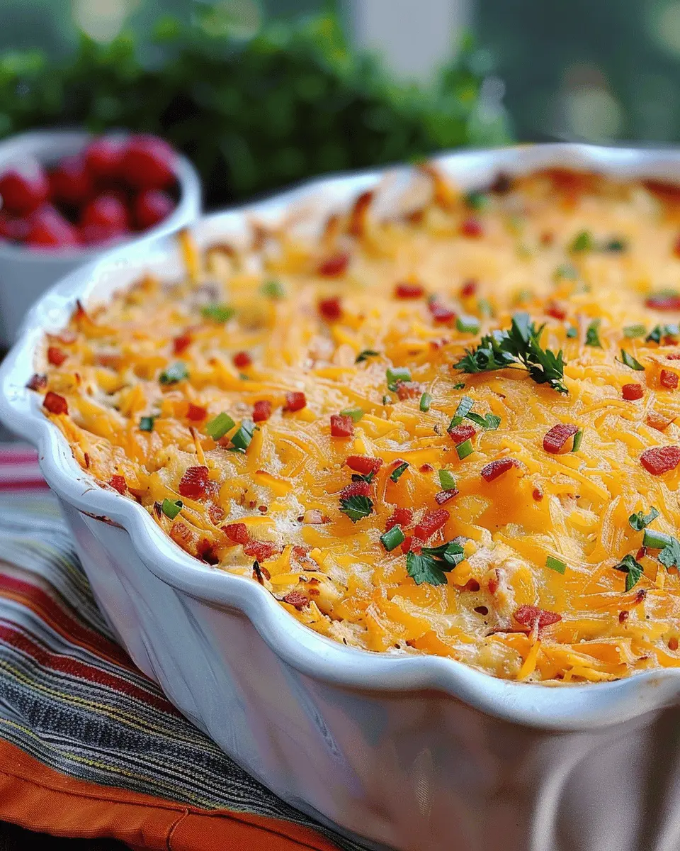 Pimento Cheese Hash Brown Casserole with Turkey Bacon Delight