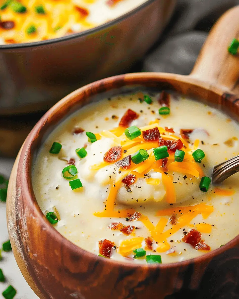 Creamiest Instant Pot Loaded Baked Potato Soup with Turkey Bacon and Chicken Ham