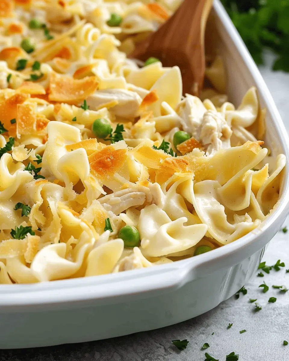Creamy Chicken Noodle Casserole with Turkey Bacon Delight