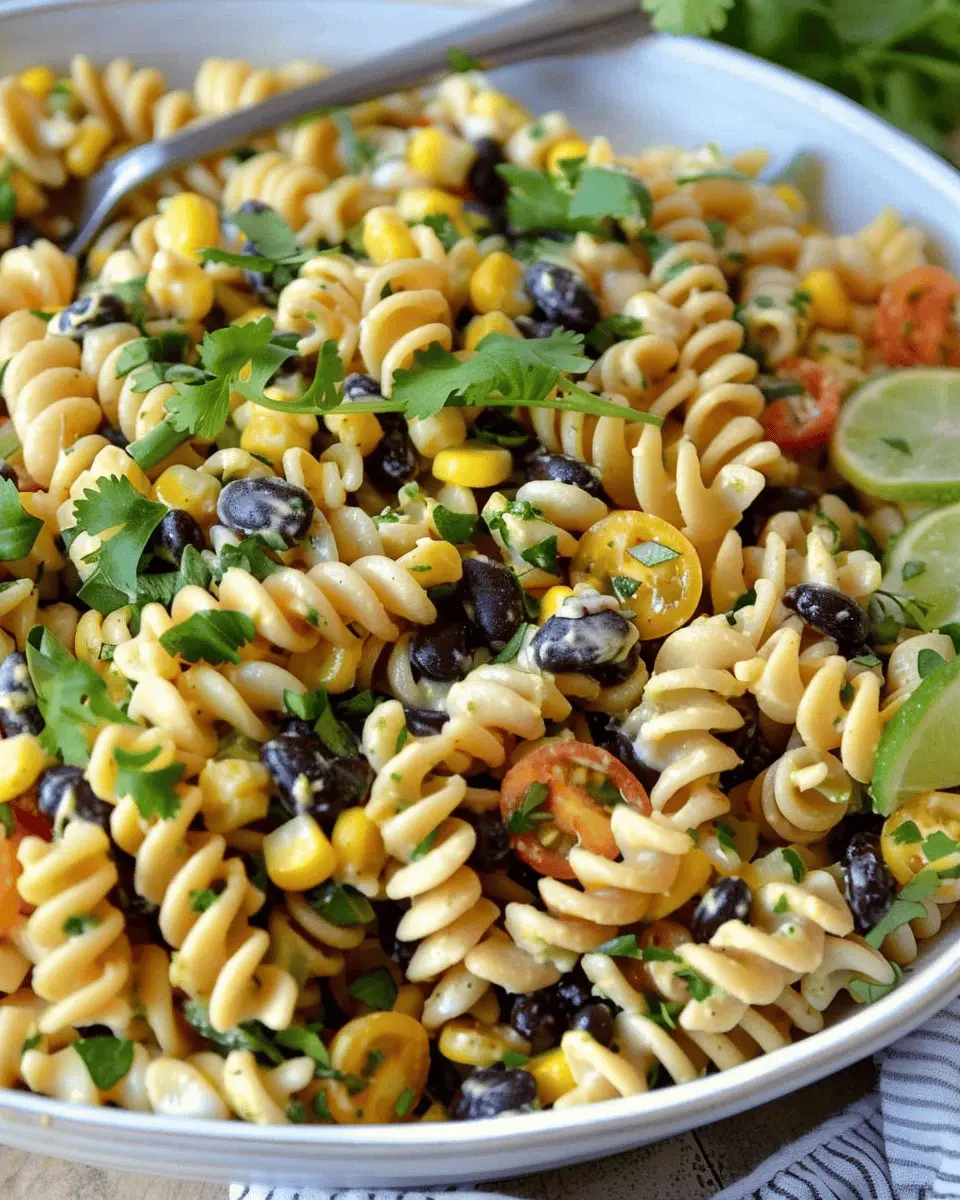 Black Bean and Corn Pasta Salad with Tangy Lime Dressing