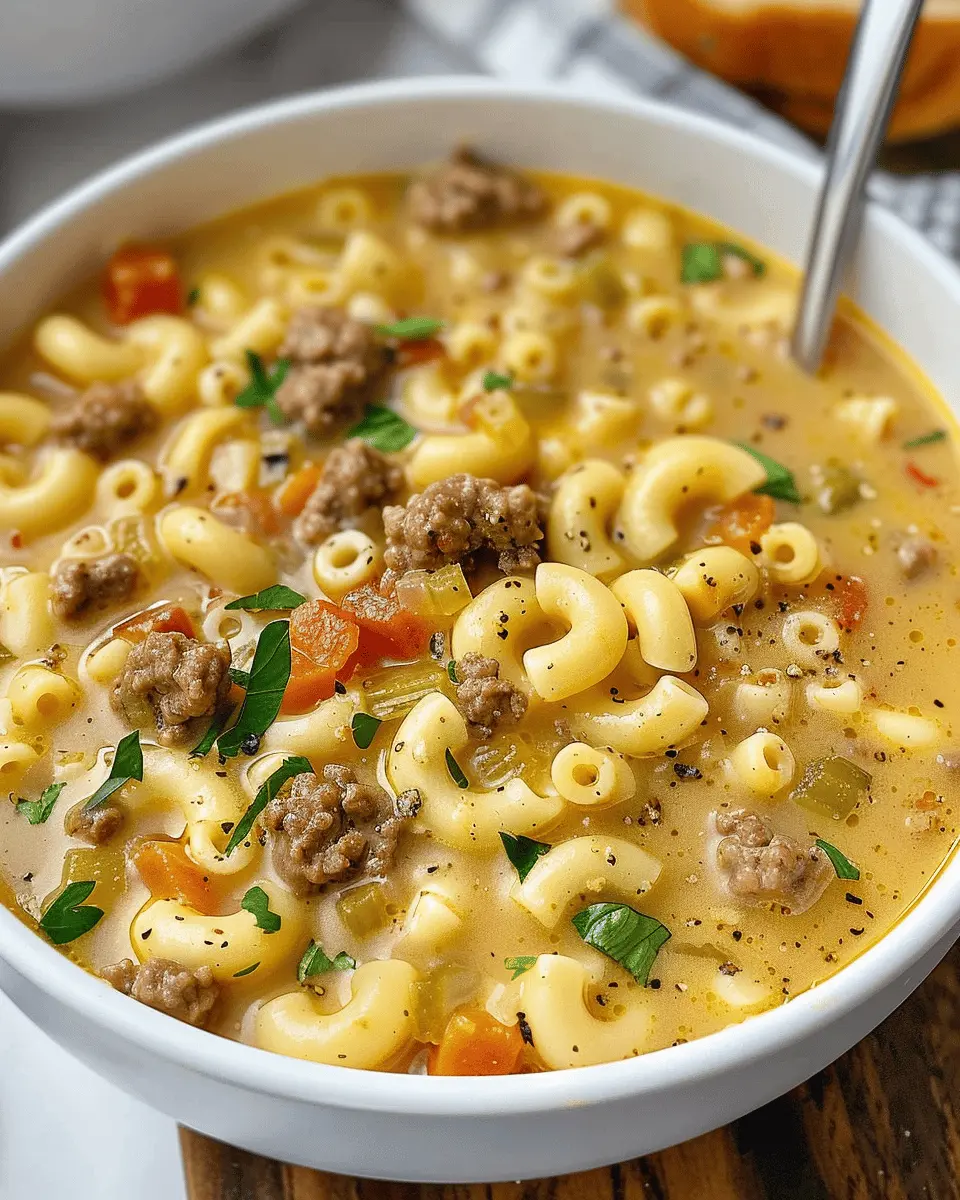 One-Pot Macaroni Cheeseburger Soup: Easy Comfort Food Delight