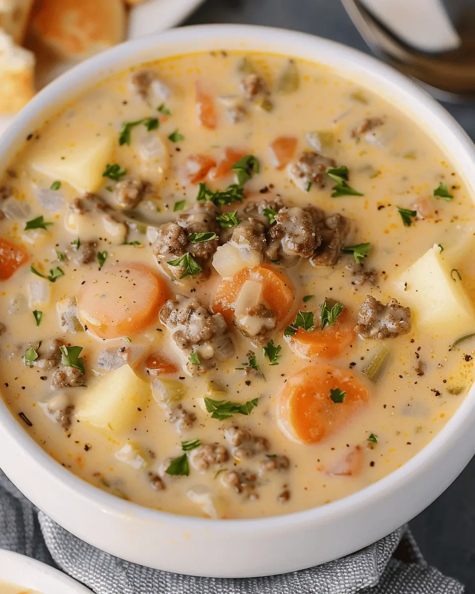 Cheeseburger Soup: Indulgent Comfort with Turkey Bacon and Chicken Ham
