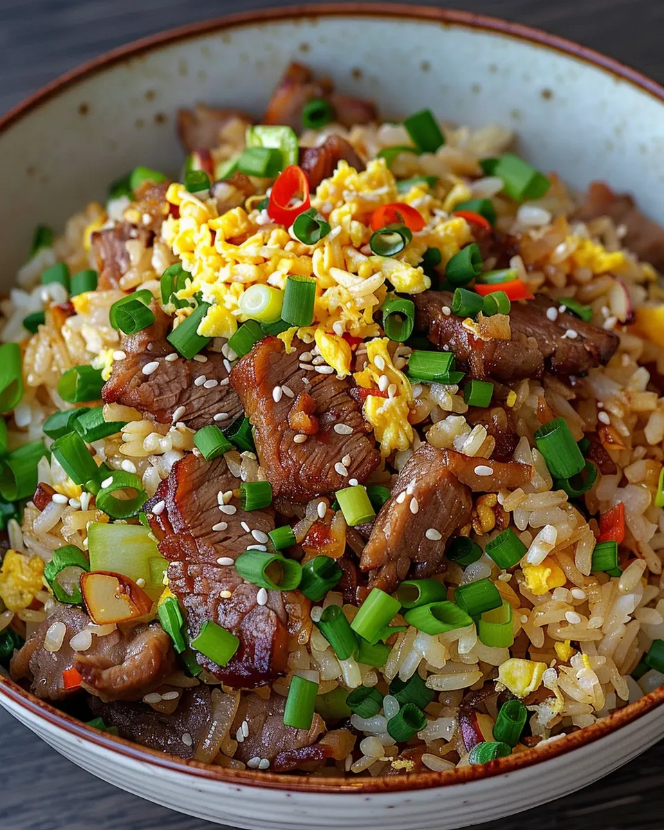 Japanese BBQ Fried Rice with Turkey Bacon and Chicken Ham Delight