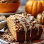 Pumpkin Bread with Streusel Topping and Maple Glaze