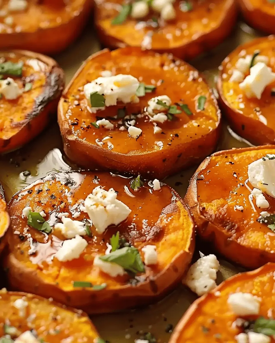 Roasted Sweet Potato Rounds with Honey &amp; Feta Bliss Made Easy