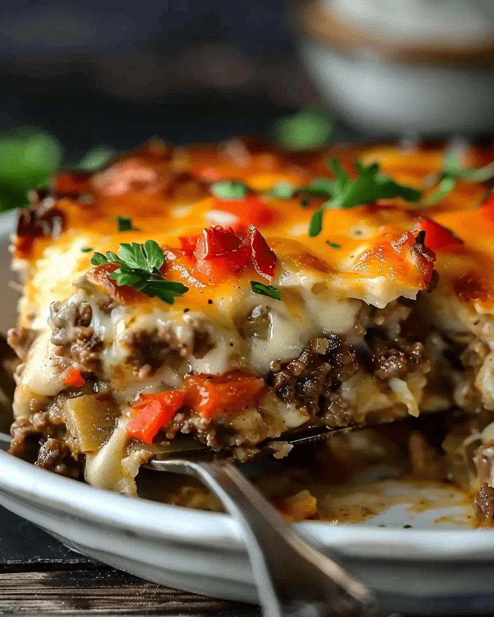 Low Carb Philly Cheesesteak Casserole with Turkey Bacon Delight