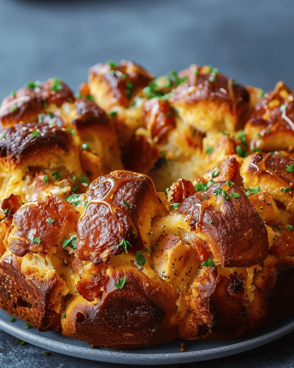 Savory Breakfast Monkey Bread with Turkey Bacon and Chicken Ham
