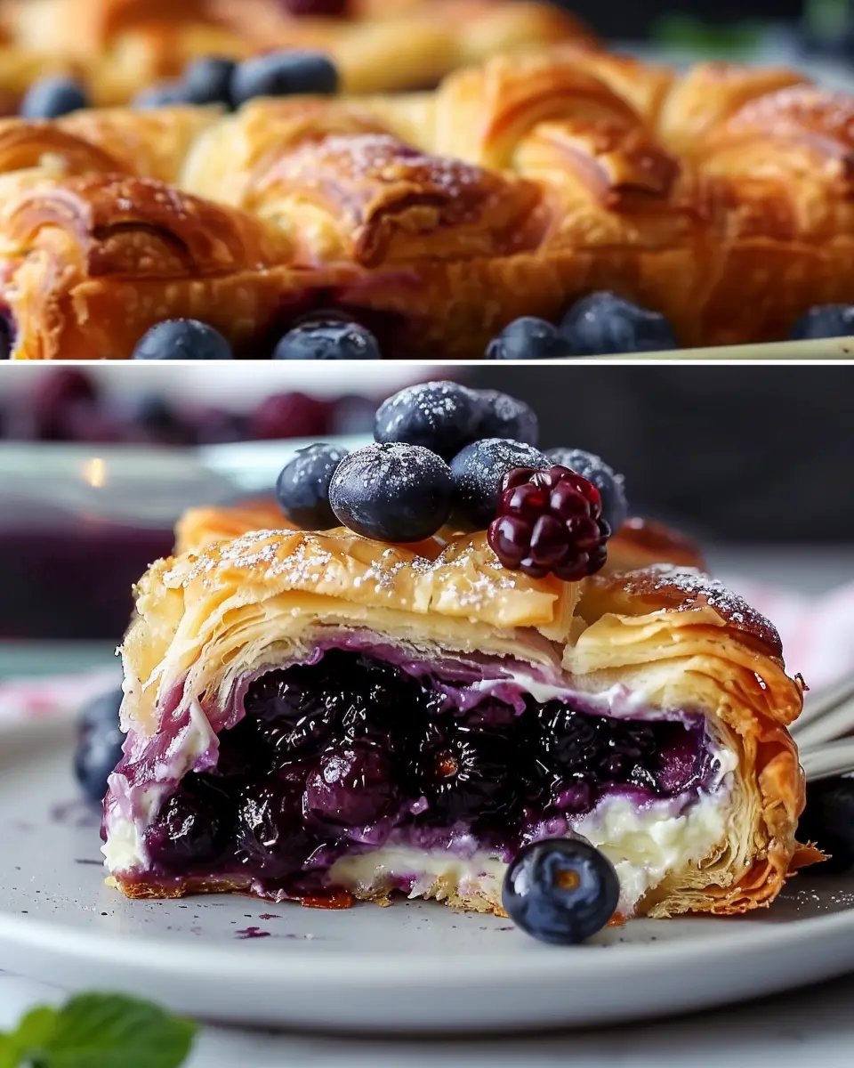 blueberry cream cheese croissant casserole that’s simply indulgent