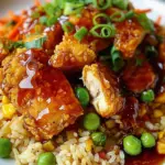 Crispy Saucy Chicken with Vegetable Fried Rice