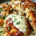 Parmesan Crusted Chicken with Creamy Garlic Sauce