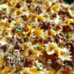 Cajun Cream Cheese Alfredo Bowties with Spiced Ground Beef