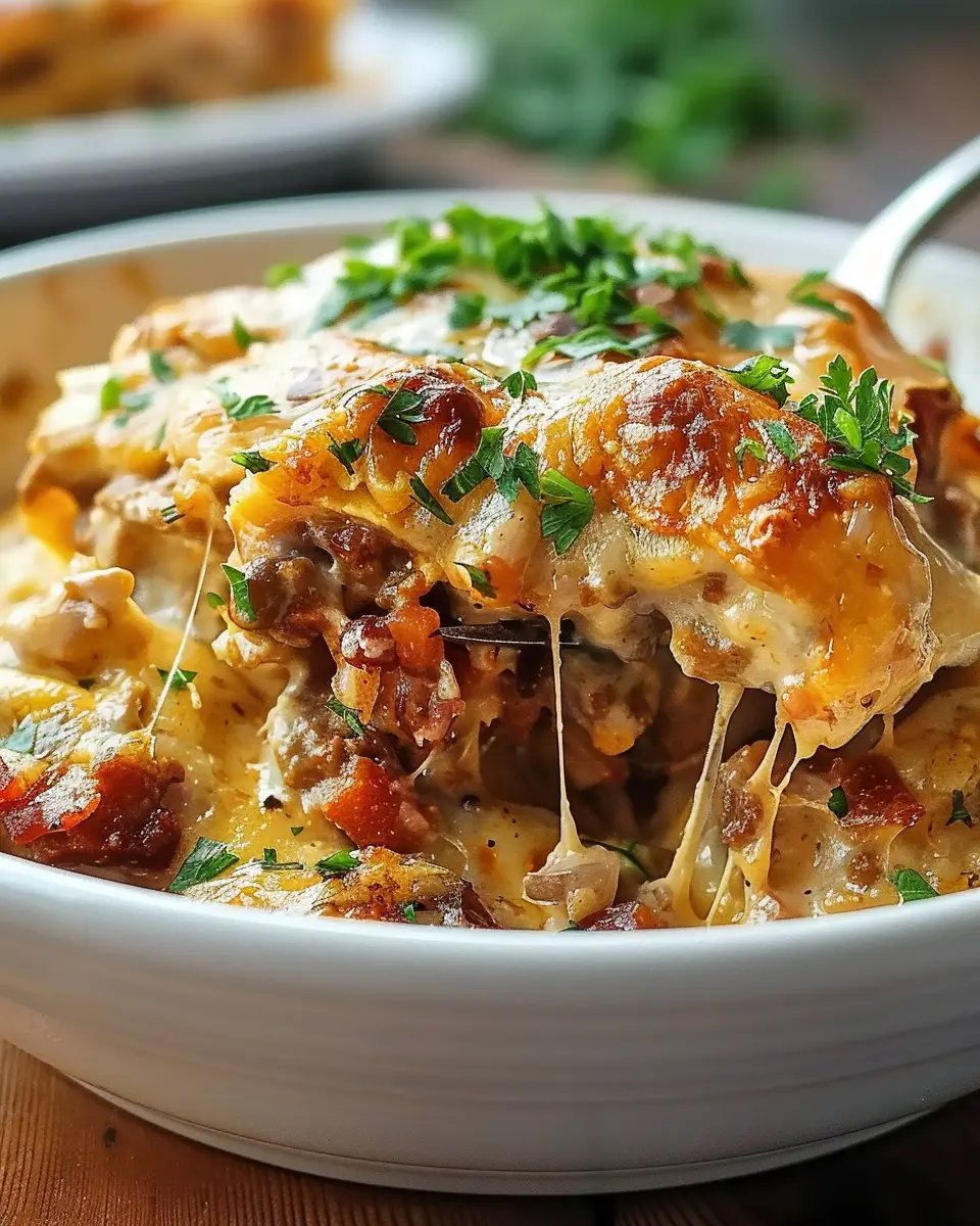 Cowboy Casserole: Easy Family Meal with Turkey Bacon and Chicken Ham