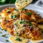 Creamy Parmesan Crusted Chicken with Garlic Sauce