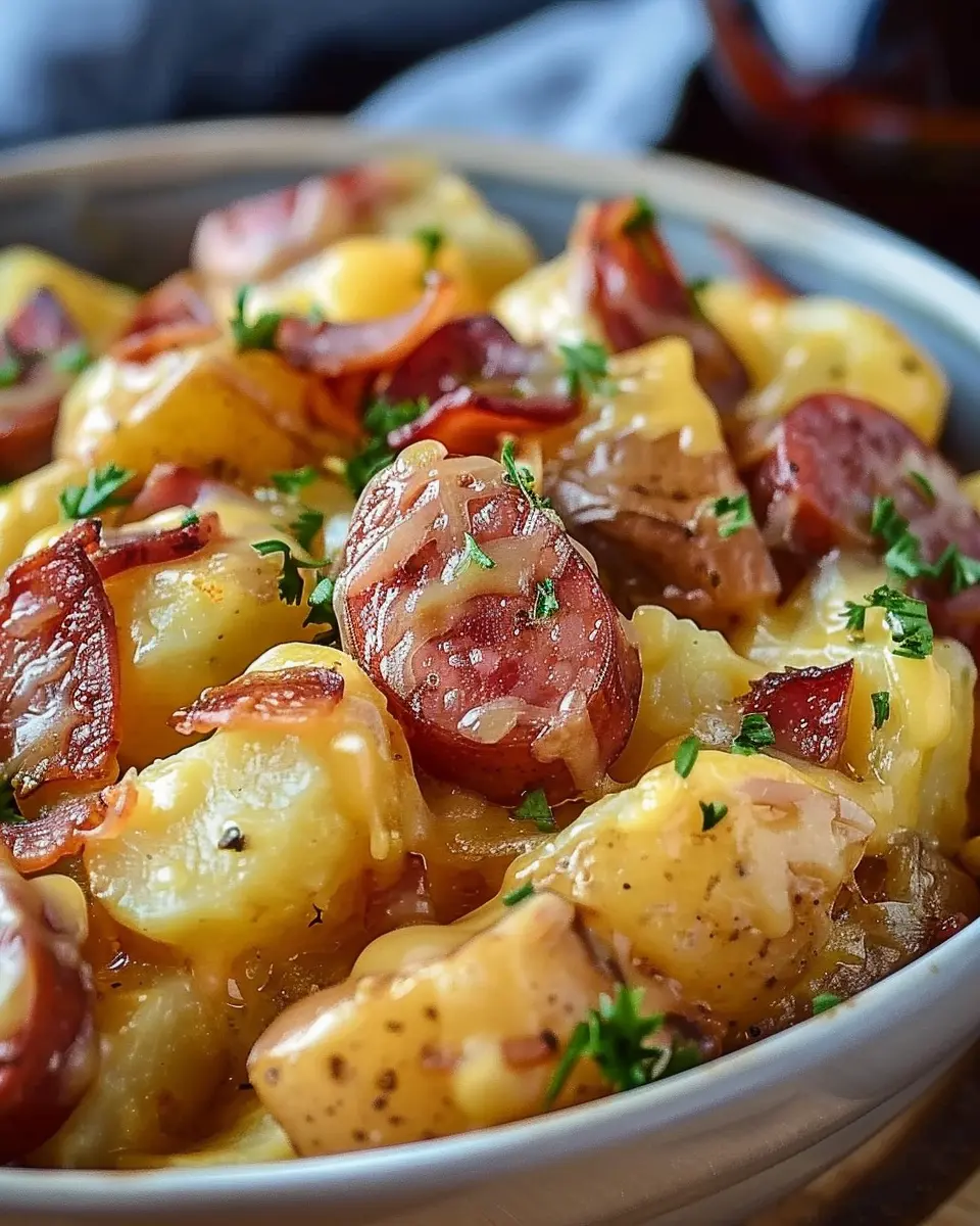 Crockpot Cheesy Potatoes and Kielbasa: Indulgent Family Favorite