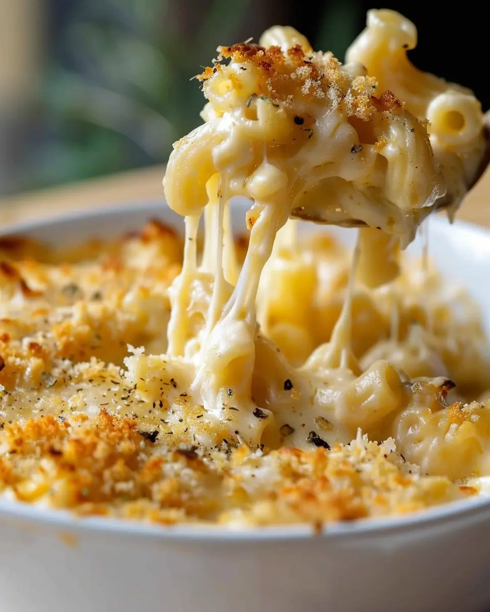 Creamy Macaroni Cheese Classic with Turkey Bacon and Chicken Ham