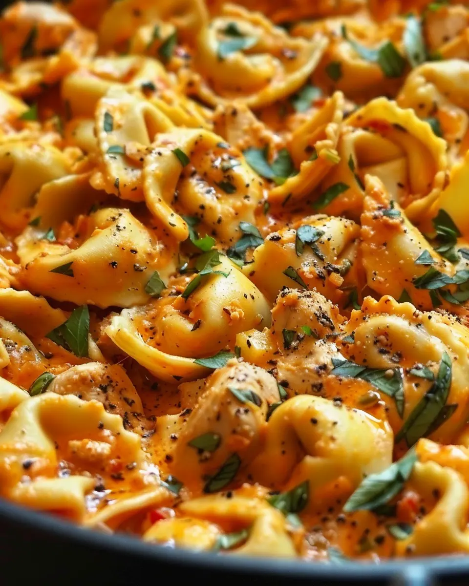 One-Pot Spicy Garlic Butter Chicken Tortellini You’ll Love