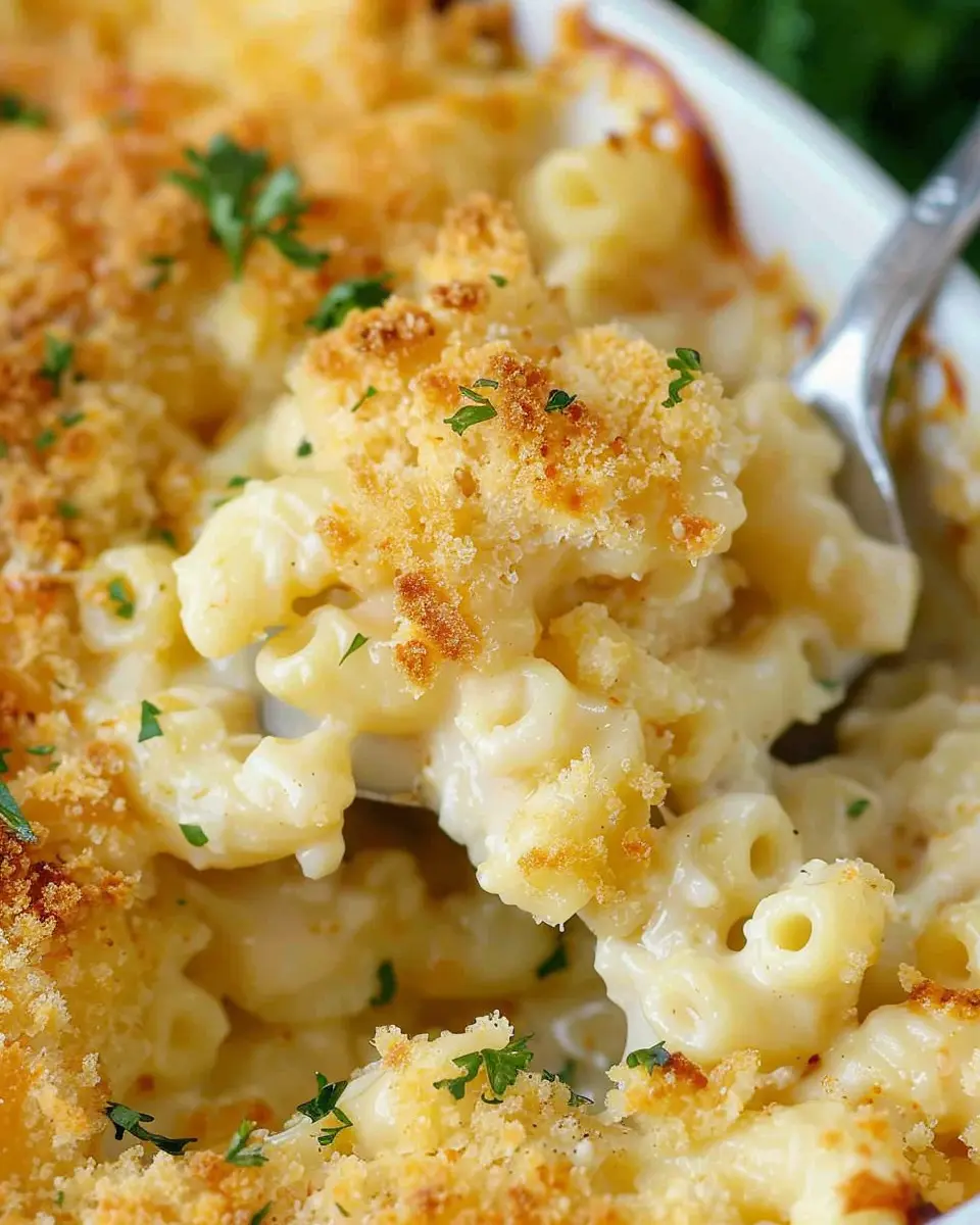 Homemade Baked Mac and Cheese with Turkey Bacon and Chicken Ham