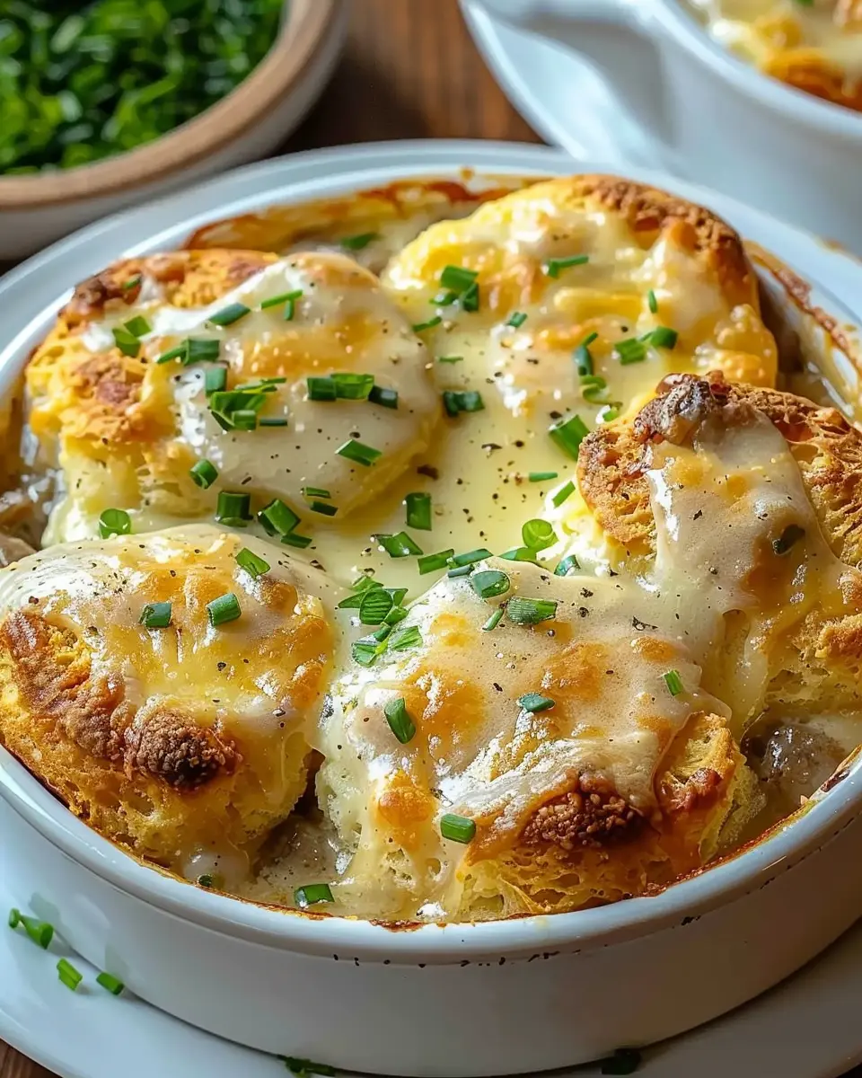 Indulgent Biscuits and Gravy Breakfast Bake with Turkey Bacon Delight