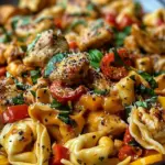 Cowboy Butter Garlic Chicken Tortellini with Fire-Roasted Red Peppers