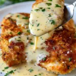 Creamy Parmesan Crusted Chicken with Garlic Sauce
