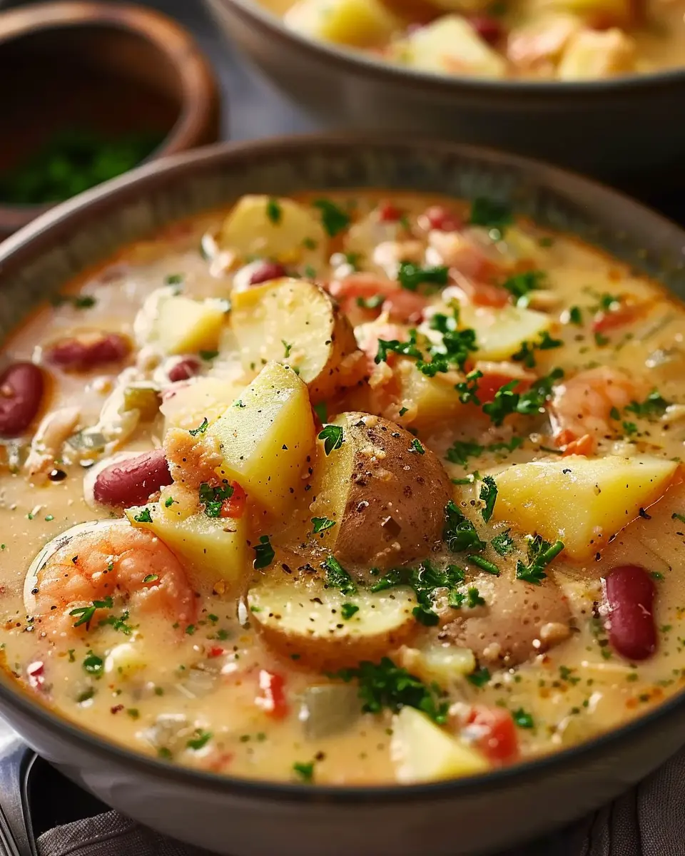 Cajun Potato Soup: Indulgent Recipe with Turkey Bacon and Chicken Ham