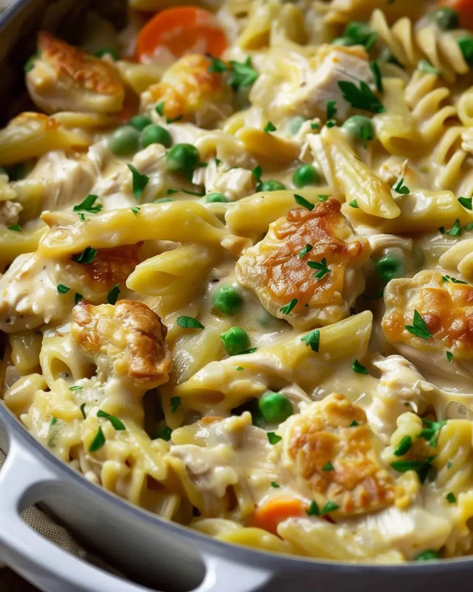 Quick Chicken Pot Pie Pasta: Easy Comfort Food with Turkey Bacon