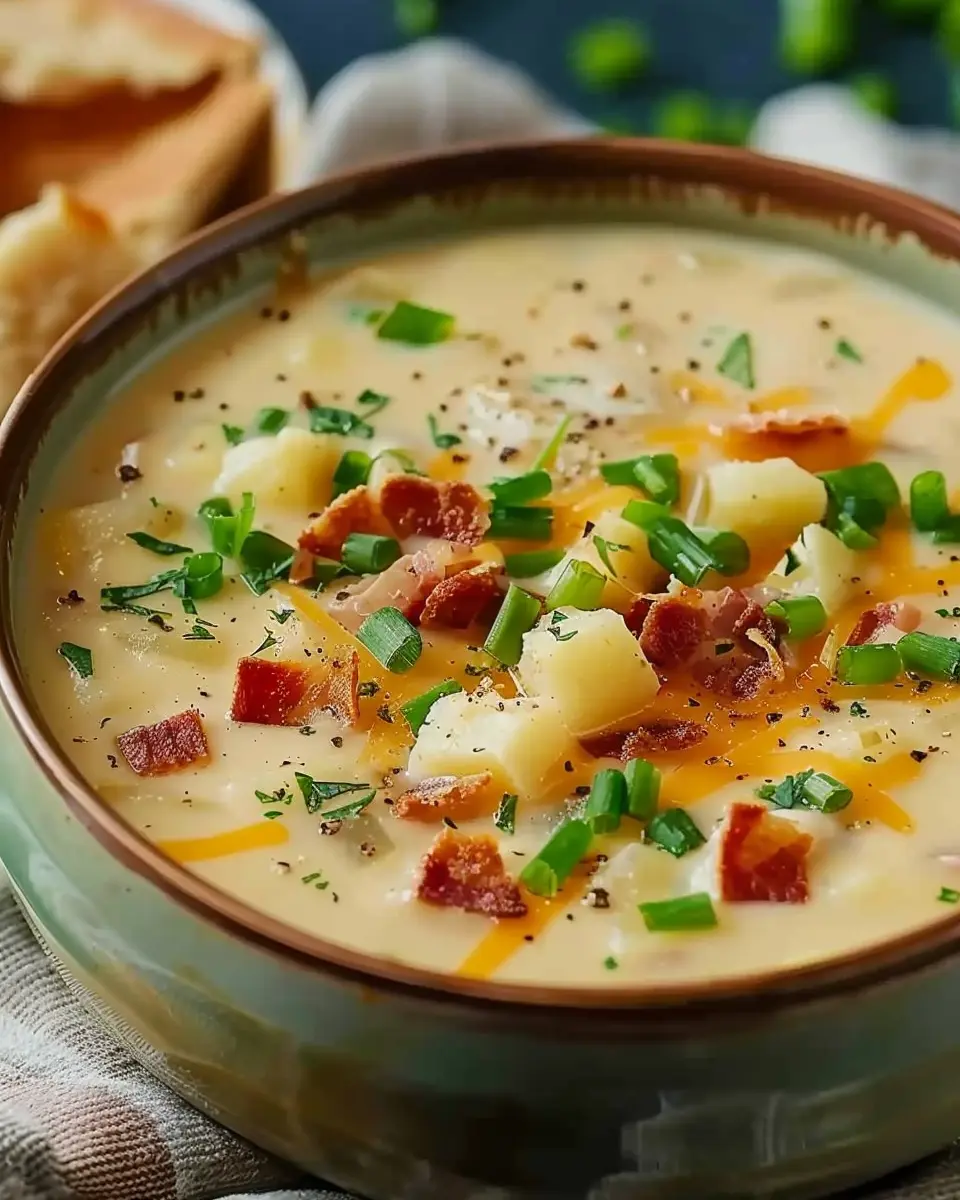 Easy Cheesy Velveeta Potato Soup with Turkey Bacon and Chicken Ham